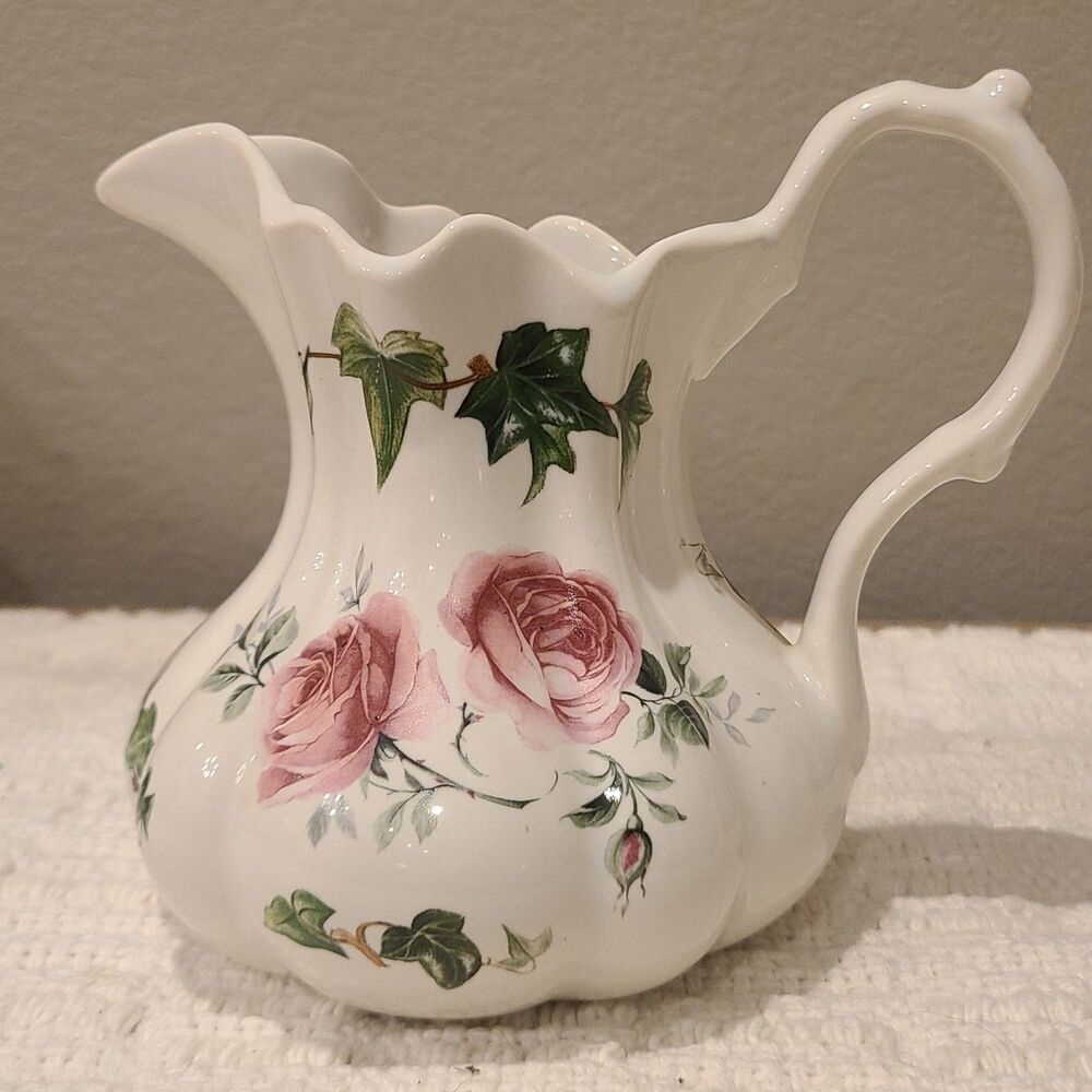 Crownford Giftware 5" Floral Sculptured Porcelain Pitcher Made In England